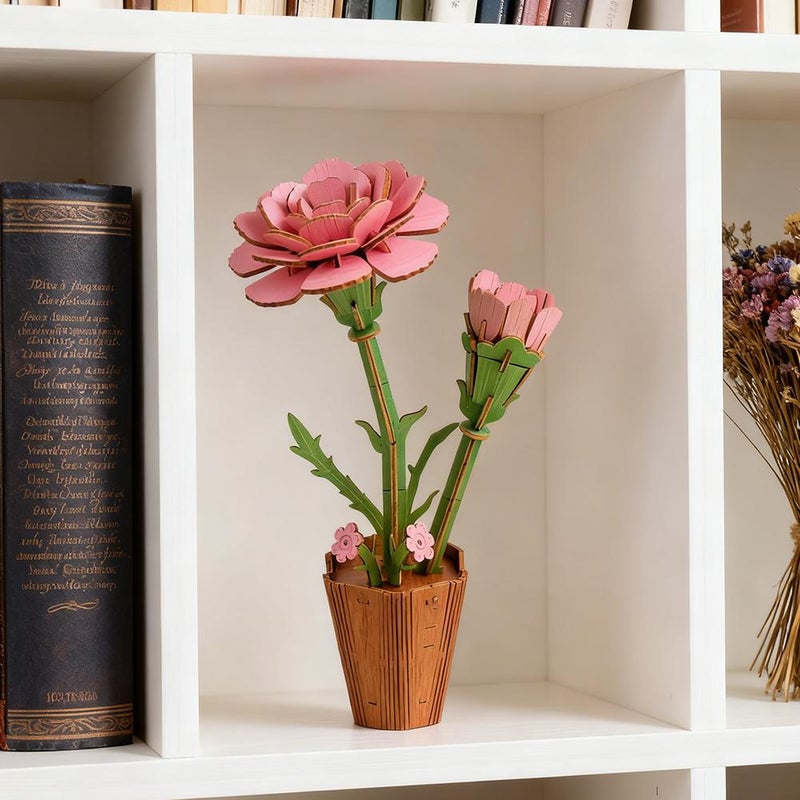 3D Flower Wooden Puzzles for Adults,DIY Wooden Flowers Model Kit Building Set Crafts for Adults to Build,Home Decoration and Valentine's Day Toy Gift Set for Women Mom Christmas,Birthday,Valentine's - Image 5